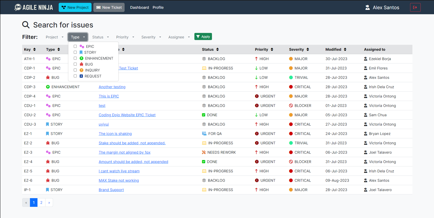 Agile Ninja app snapshot 1